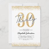 エレガント金ゴールド30歳の誕生日パーティー 招待状 (正面)