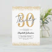 エレガント金ゴールド30歳の誕生日パーティー 招待状 (スタンド正面)