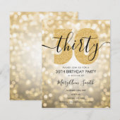 エレガント金ゴールド30歳の誕生日パーティー 招待状 (正面/裏面)