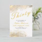 エレガント金ゴールド30歳の誕生日 箔招待状 (立ち正面)