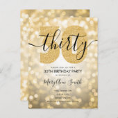 エレガント金ゴールド30歳誕生日パーティの招待状 インビテーションポストカード
