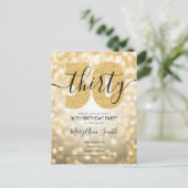 エレガント金ゴールド30歳誕生日パーティの招待状 インビテーションポストカード (スタンド正面)