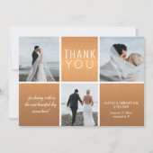 エレガント金ゴールド4フォトコラージュモダン結婚s サンキューカード (正面)