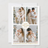 エレガント金ゴールド4写真新年おめでとう シーズンカード (正面)