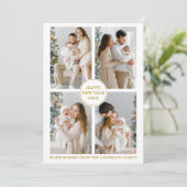 エレガント金ゴールド4写真新年おめでとう シーズンカード (スタンド正面)