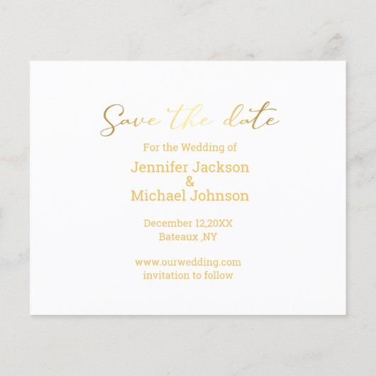 エレガント金ゴールド4枚の写真コラージュ黒い日付を保存 (裏面)