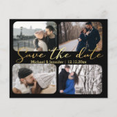 エレガント金ゴールド4枚の写真コラージュ黒い日付を保存 (正面)