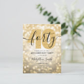 エレガント金ゴールド40歳の誕生日パーティの招待状 招待状 (スタンド正面)