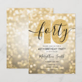 エレガント金ゴールド40歳の誕生日パーティの招待状 招待状 (正面/裏面)