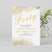 エレガント金ゴールド40歳の誕生日 箔招待状 (立ち正面)