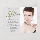 エレガント金ゴールド50と素晴らしい写真の誕生日パーティー ポストカード (正面)