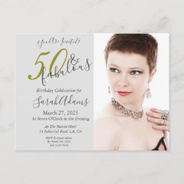 エレガント金ゴールド50と素晴らしい写真の誕生日パーティー ポストカード