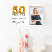 エレガント金ゴールド50と素晴らしい50番目の誕生日写真 横断幕 (インサイチュ)