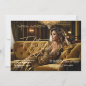 エレガント金ゴールド50と素晴らしい50誕生日 招待状 (正面)