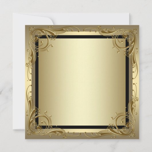 エレガント金ゴールド50周年結婚パーティー 招待状 (裏面)