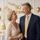 エレガント金ゴールド50周年記念お祝い ネクタイ