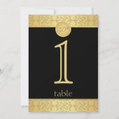 エレガント金ゴールド50周年記念テーブル番号 招待状 (裏面)