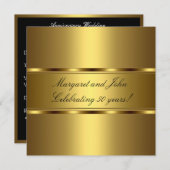 エレガント金ゴールド50周年記念パーティーイベント 招待状 (正面/裏面)