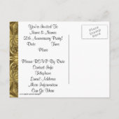 エレガント金ゴールド50周年記念招待状はがき インビテーションポストカード (裏面)