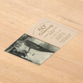 エレガント金ゴールド50周年記念結婚写真 アクリル招待状 (レイダウン)