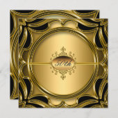 エレガント金ゴールド50周年記念金ゴールド 招待状 (正面/裏面)