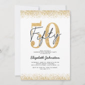 エレガント金ゴールド50歳の誕生日パーティー 招待状 (正面)