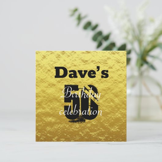 エレガント金ゴールド50歳の誕生日パーティー 招待状 (スタンド正面)