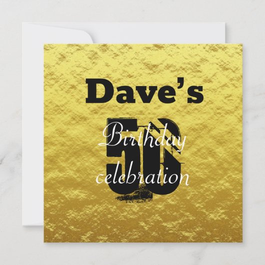 エレガント金ゴールド50歳の誕生日パーティー 招待状 (正面)