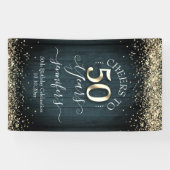 エレガント金ゴールド50番目の誕生日スクリプト 横断幕 (横)