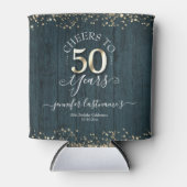 エレガント金ゴールド50番目の誕生日スクリプト 缶クーラー (正面)