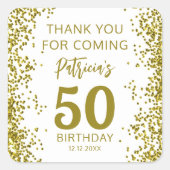 エレガント金ゴールド50番誕生日は来. スクエアシール (正面)