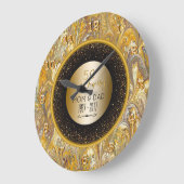 エレガント金ゴールド50結婚周年パーソナライズされた ラージ壁時計 (傾斜)