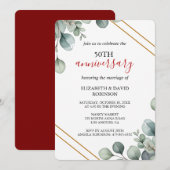 エレガント金ゴールド50結婚周年 招待状 (正面/裏面)