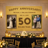 エレガント金ゴールド50結婚周年 横断幕