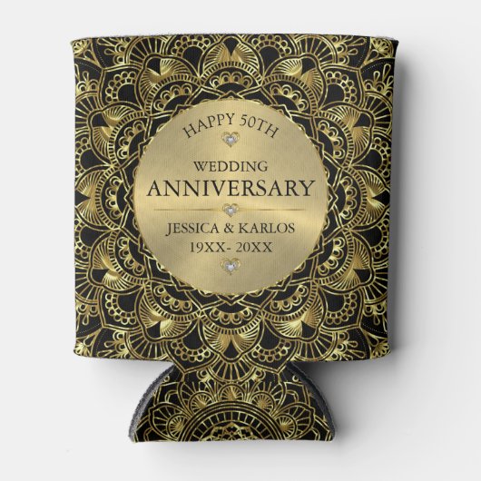 エレガント金ゴールド50金ゴールド結婚記念日 缶クーラー (正面)