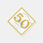 エレガント金ゴールド50thバースデーパーティー紙ナプキンス スタンダードカクテルナプキン (角)