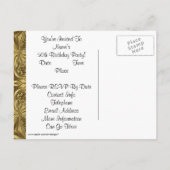 エレガント金ゴールド50th誕生日招待状はがき インビテーションポストカード (裏面)