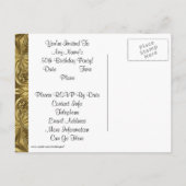 エレガント金ゴールド50th誕生日招待状はがき インビテーションポストカード (裏面)