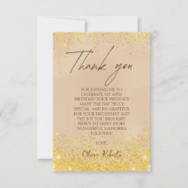 エレガント金ゴールド60誕生日 サンキューカード