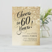 エレガント金ゴールド60誕生日 招待状 (スタンド正面)