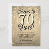 エレガント金ゴールド70番目の誕生日招待状 招待状 (正面)