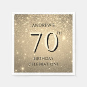 エレガント金ゴールド70誕生日 スタンダードカクテルナプキン (正面)