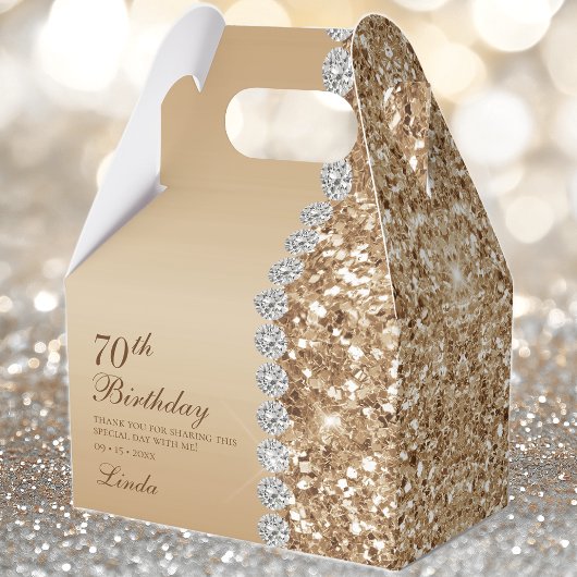 エレガント金ゴールド70誕生日 フェイバーボックス