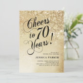 エレガント金ゴールド70誕生日 招待状 (スタンド正面)