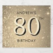 エレガント金ゴールド80誕生日 スパークリングワインラベル (シングルラベル)