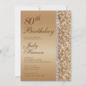 エレガント金ゴールド80誕生日 招待状 (正面)