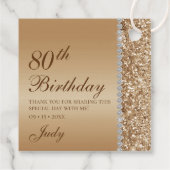 エレガント金ゴールド80th誕生日ありがとう フェイバータグ (裏面)