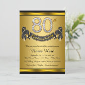 エレガント金ゴールド80th誕生日パーティー 招待状 (スタンド正面)