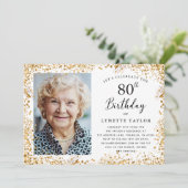 エレガント金ゴールド80th誕生日パーティー 招待状 (スタンド正面)