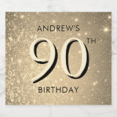 エレガント金ゴールド90誕生日 スパークリングワインラベル (シングルラベル)